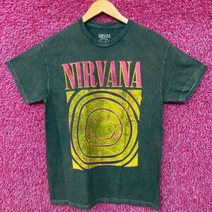 Nirvana Nevermind Tour Smiley Art Grunge Band T-Shirt Medium